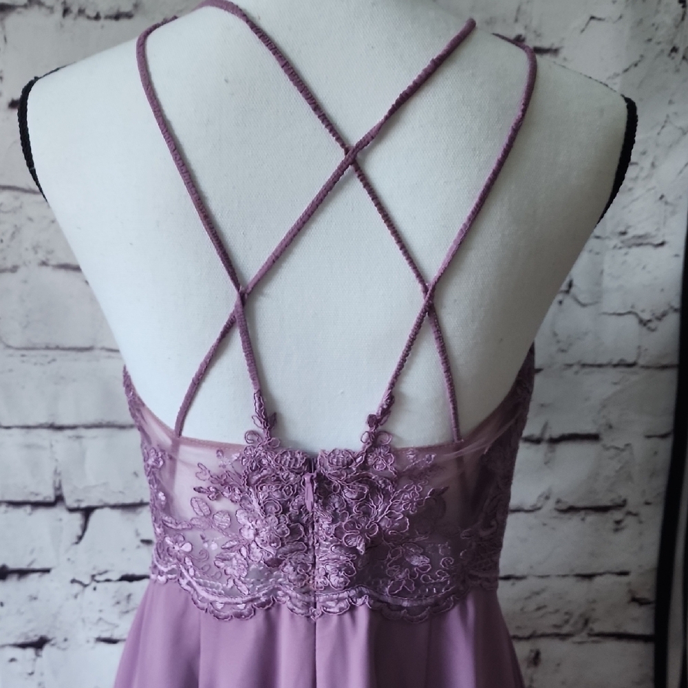 Azazie Bonnie Stretch Wisteria A-Line Pleated Stretch Satin Dress Bridesmaid A6 - Picture 7 of 15